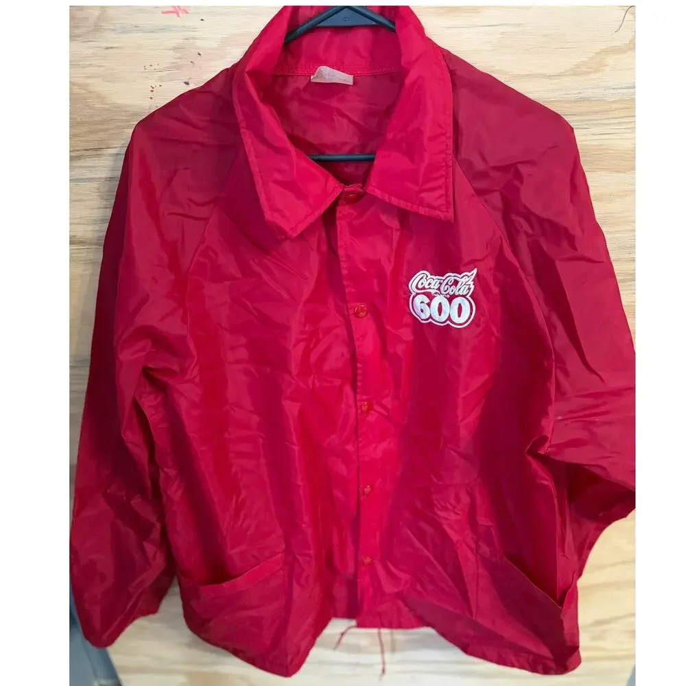 VTG Coca-Cola‎ 600 Red Button-Up Rain Jacket Nascar Racing